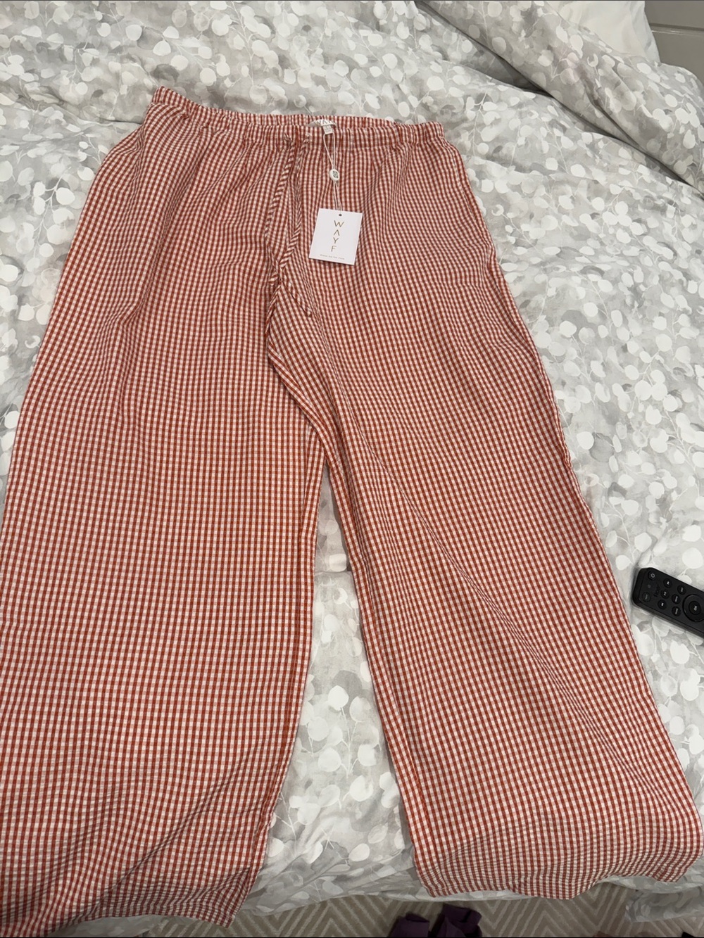Wayf Red Gingham Wide Leg Pants